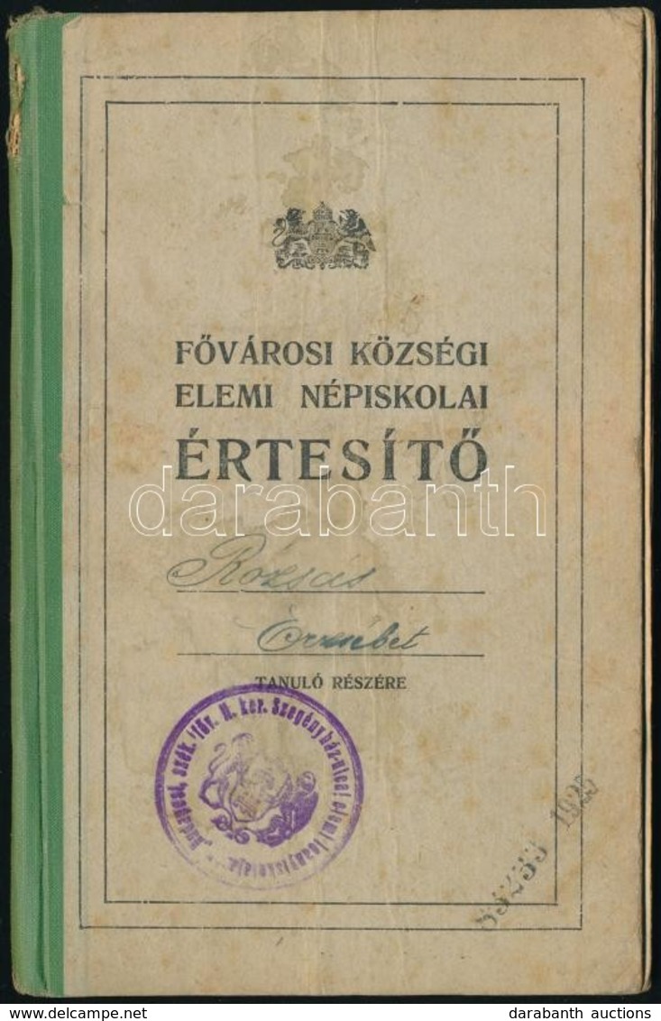 1923 Bp., Fővárosi Községi Elemi Népiskolai értesítő - Ohne Zuordnung