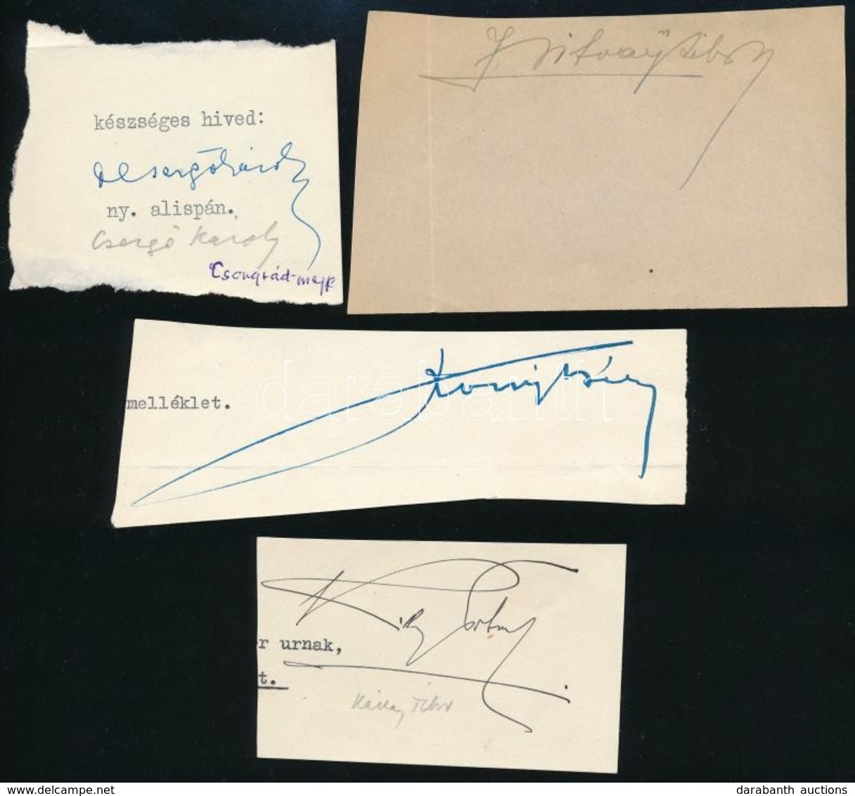 Vegyes Aláírás Tétel, Politikusoktól Papírlapokon, Kivágásokon, 4 Db: 
Kovrik Béla (1900-1962) Szociológus, Egyetemi Tan - Otros & Sin Clasificación