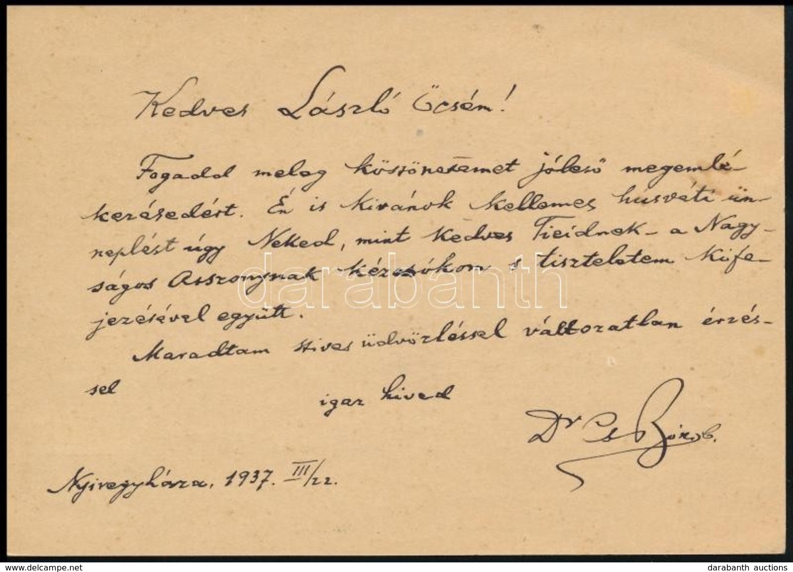 1937 Cserép József (1858-1948) író, Középiskolai és Egyetemi Tanár, Bölcselettudor Saját Kezű Sorai és Aláírása - Sonstige & Ohne Zuordnung