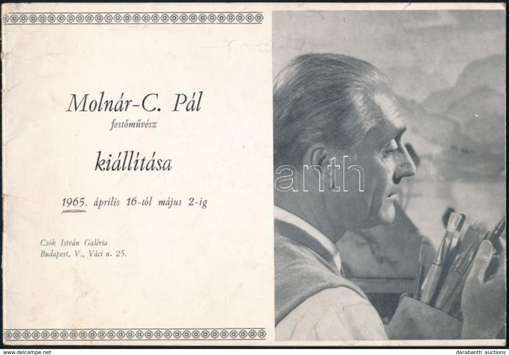 1965 Molnár C. Pál Festőművész Aláírt Kiállítási Katalógus - Otros & Sin Clasificación