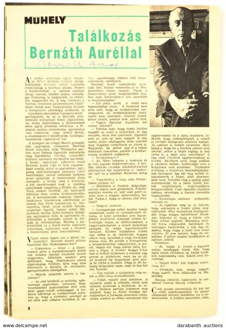 Bernáth Aurél Festőművész Saját Kezű Aláírása őt ábrázoló újságkivágáson - Sonstige & Ohne Zuordnung