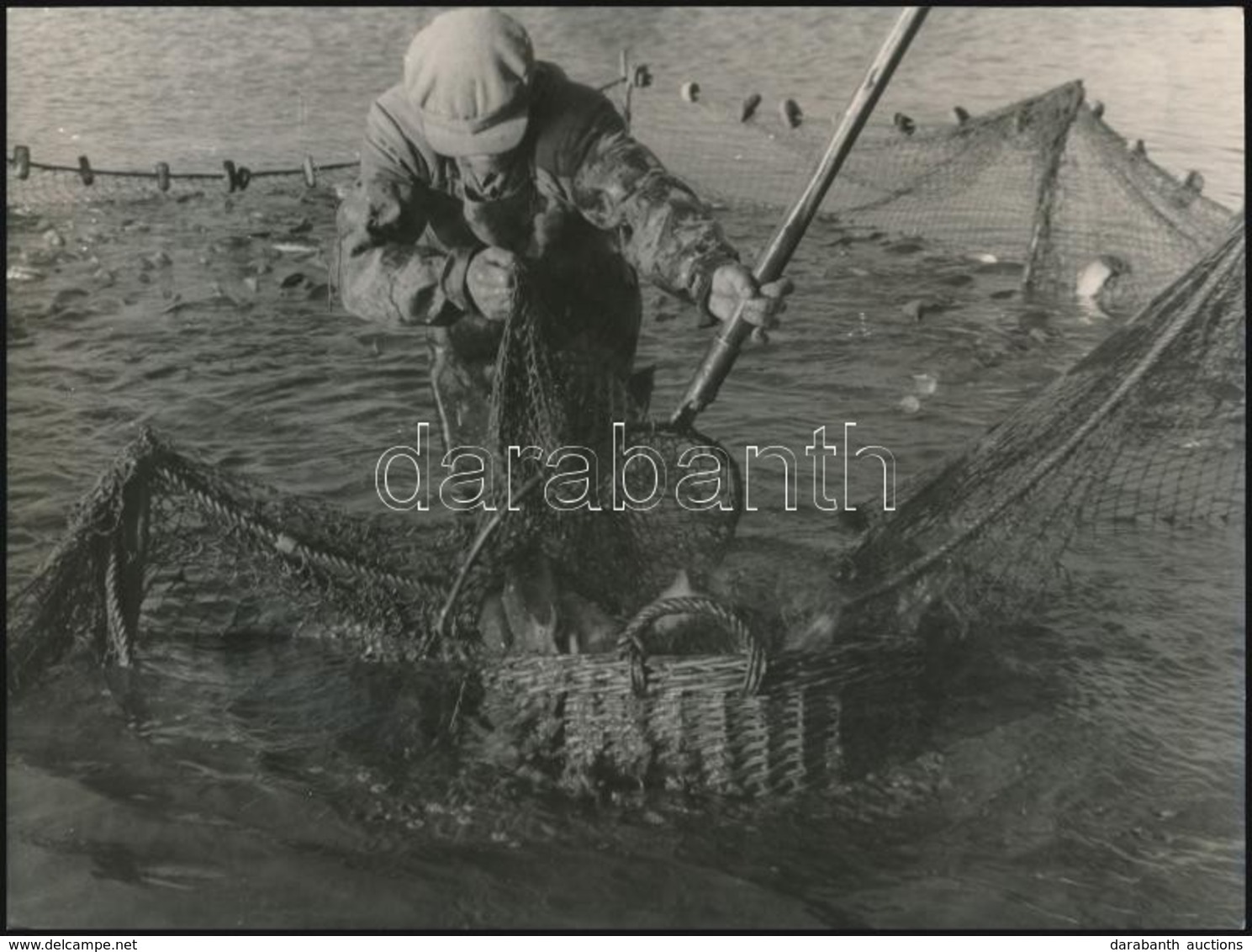 Halász Halászhálóval, Jelzetlen Fotó, 17,5×23,5 Cm - Sonstige & Ohne Zuordnung