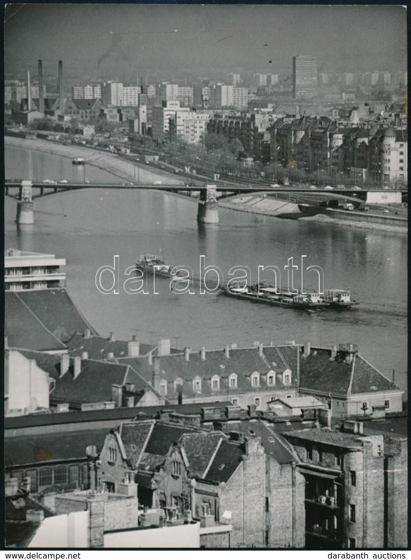 1971 Budapest, Margit Híd, őszi Kép A Dunáról, Sajtófotó, Szakadással, 24×18 Cm - Sonstige & Ohne Zuordnung