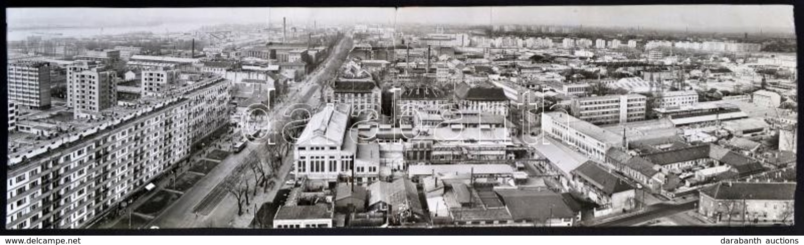 1973 Budapest, XIII. Kerület Látképe, Panorámafénykép, Sérüléssel, 16×58 Cm - Sonstige & Ohne Zuordnung