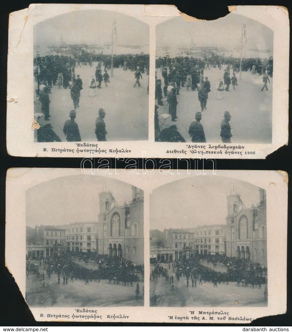 1896 Olimpia Athénban, 2 Db Feliratozott Sztereófotó, Sérült, Hiányos, 10x18 Cm - Otros & Sin Clasificación