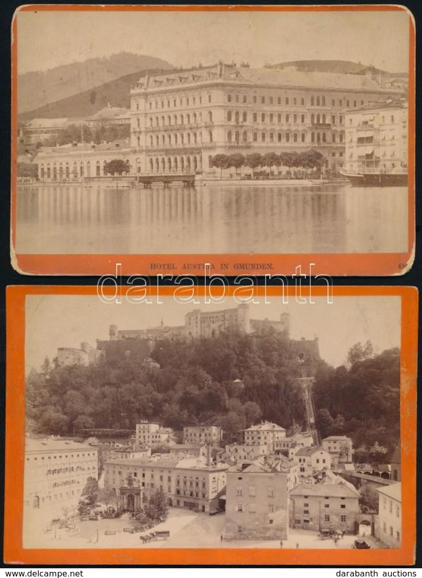 Cca 1890 Ausztria: 5 Db Városképes Fotó / Austria 5 Town View Photos Ischl, Ort, Salzburg, Gmunden 16x11 Cm - Otros & Sin Clasificación