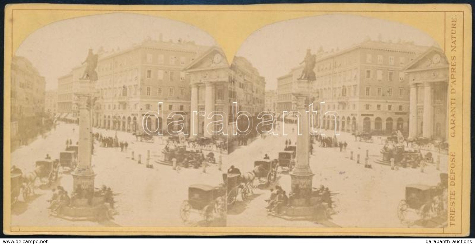 Cca 1895 Trieszt, Belváros, Sztereófotó, Giuseppe Wulz Műterméből, Jó állapotban, 8,5×17,5 Cm / Trieste, Italy, Stereo P - Otros & Sin Clasificación