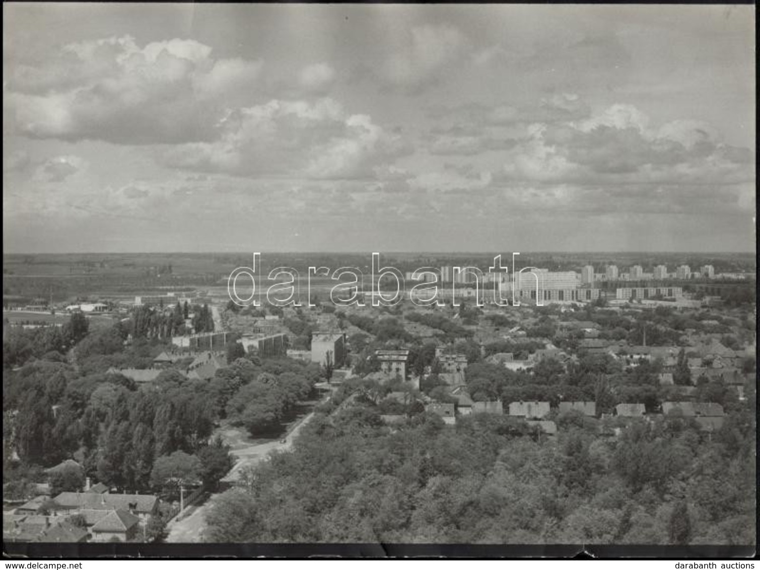 Cca 1970 Kecskemét Látképe, Még Benkó-domb Nélkül, Vintage Fotóművészeti Alkotás, Jelzés Nélkül, A Szélén Kis Sérüléssel - Otros & Sin Clasificación