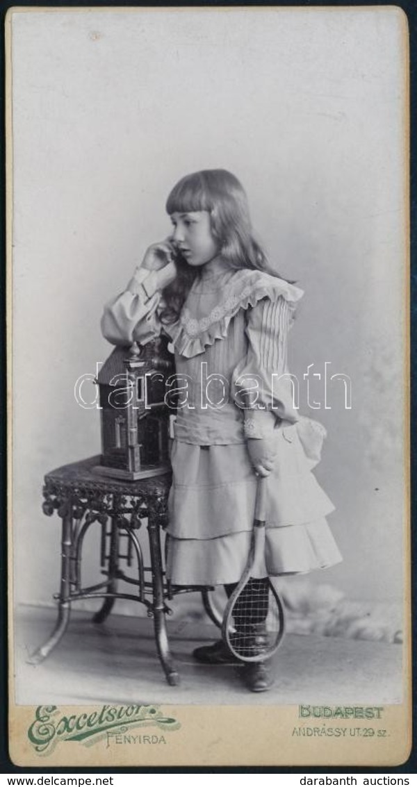 Cca 1890 Gyermek Teniszütővel Excelsior Fényirda 8x15 Cm - Sonstige & Ohne Zuordnung