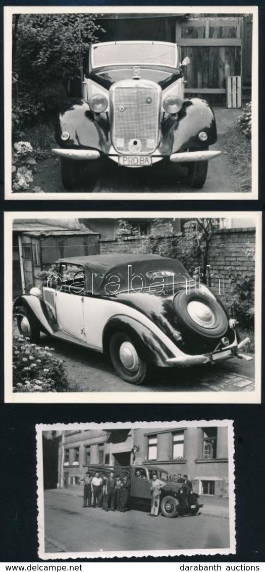 Régi Autók, 3 Db Fotó, Közte Modern Előhívás, 6×9 és 9×12 Cm - Otros & Sin Clasificación