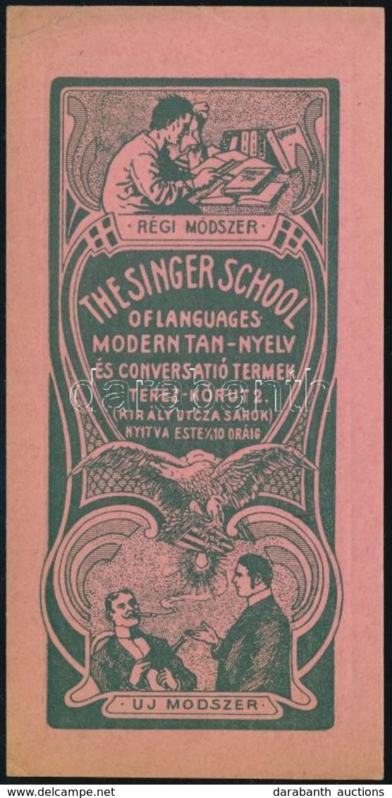 1905-06 Singer School Nyelviskola Kártyanaptár. 7x14,5 Cm - Publicidad