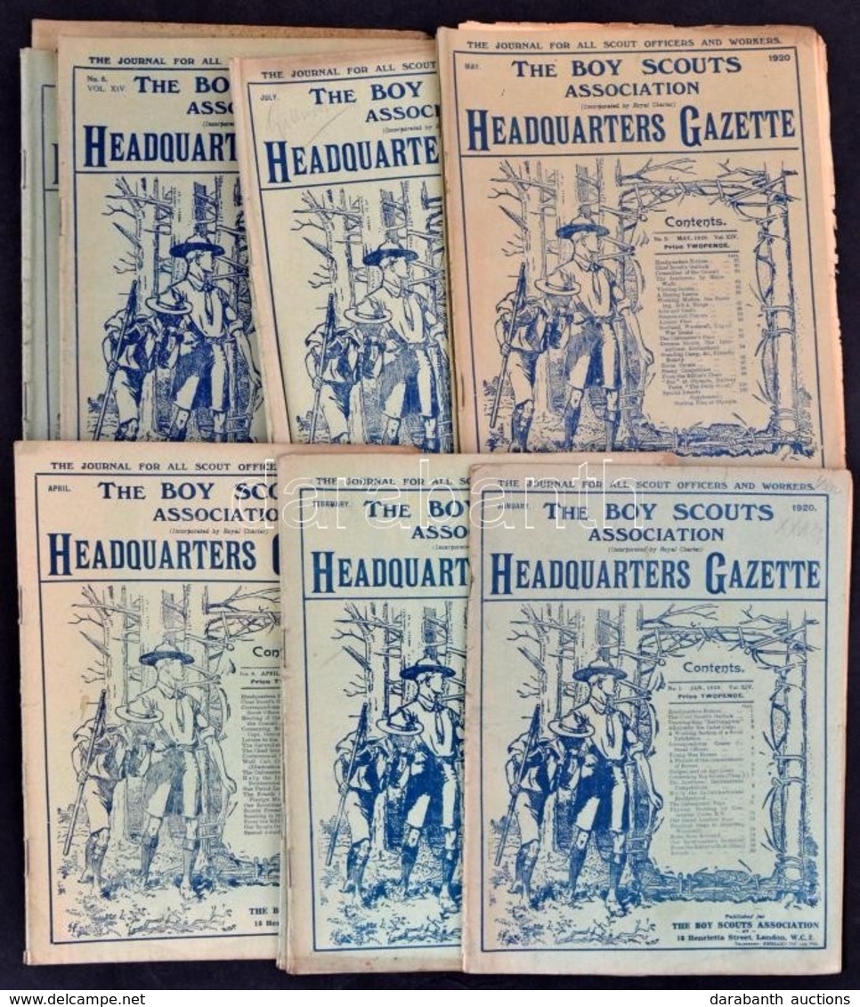 1920 The Boy Scouts Association Headquarters Gazette. 14. Teljes évfolyam. Angol Nyelven. Változó állapotban. - Movimiento Scout