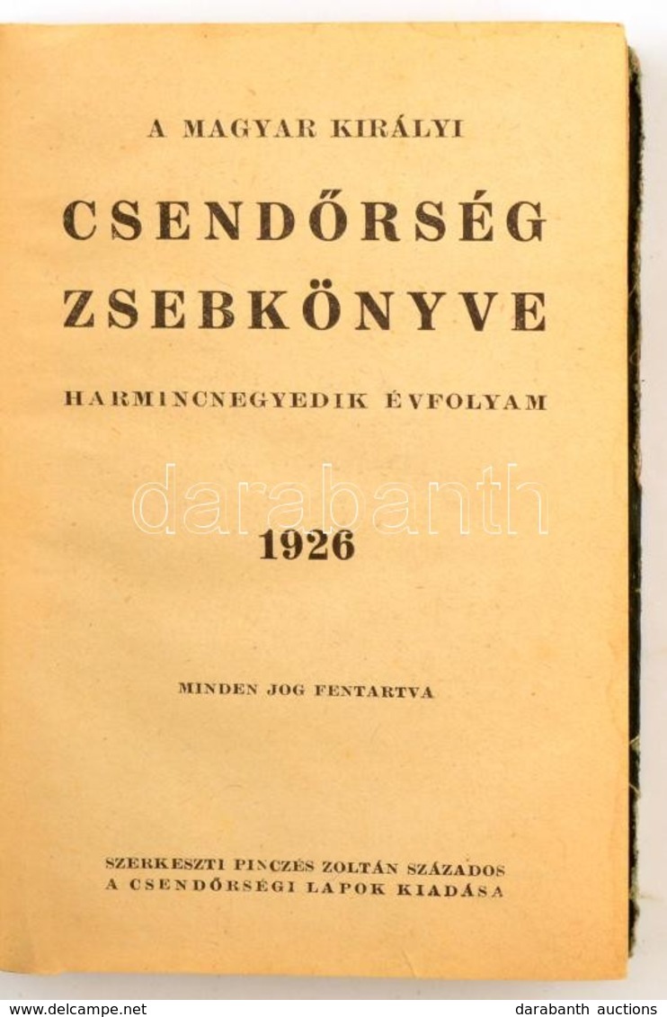 1926 A Magyar Királyi Csendőrság Zsebkönyve - Sin Clasificación