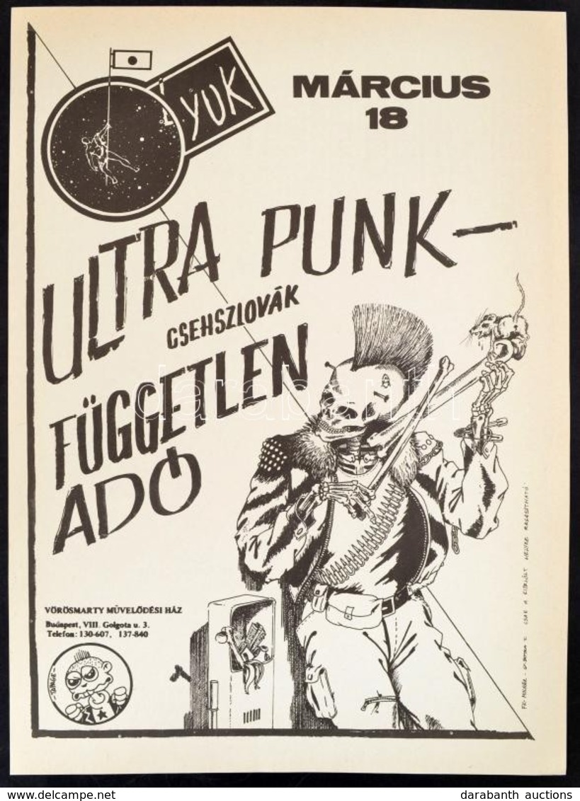 1990 Ultra Punk, Független Adó - A Fekete Lyuk Alternatív Zenei Központ Műsorplakátja, Szép állapotban, 41×29 Cm - Otros & Sin Clasificación