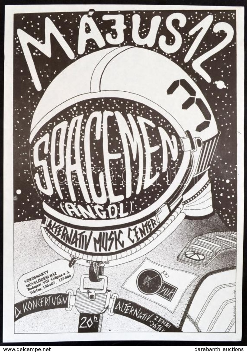 1989 Spaceman Angol Együttes Fellépése A Fekete Lyuk Alternatív Zenei Központ Műsor Plakátja, 41×29 Cm - Otros & Sin Clasificación