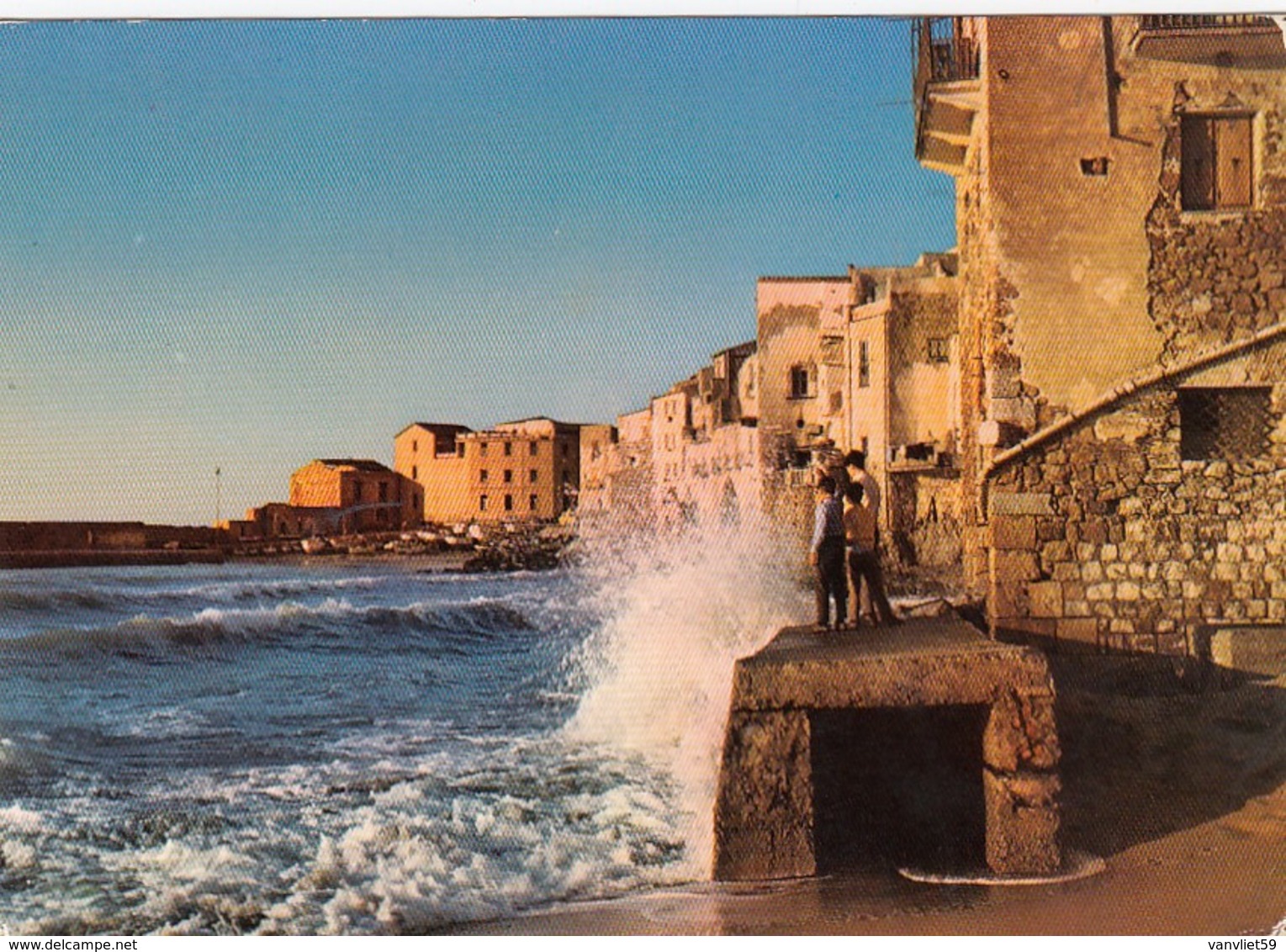 Cefalù-palermo-LA MARINA AL TRAMONTO-CARTOLINA VERA FOTOGRAFIA VIAGGIATA IL 11-8-1974 - Palermo