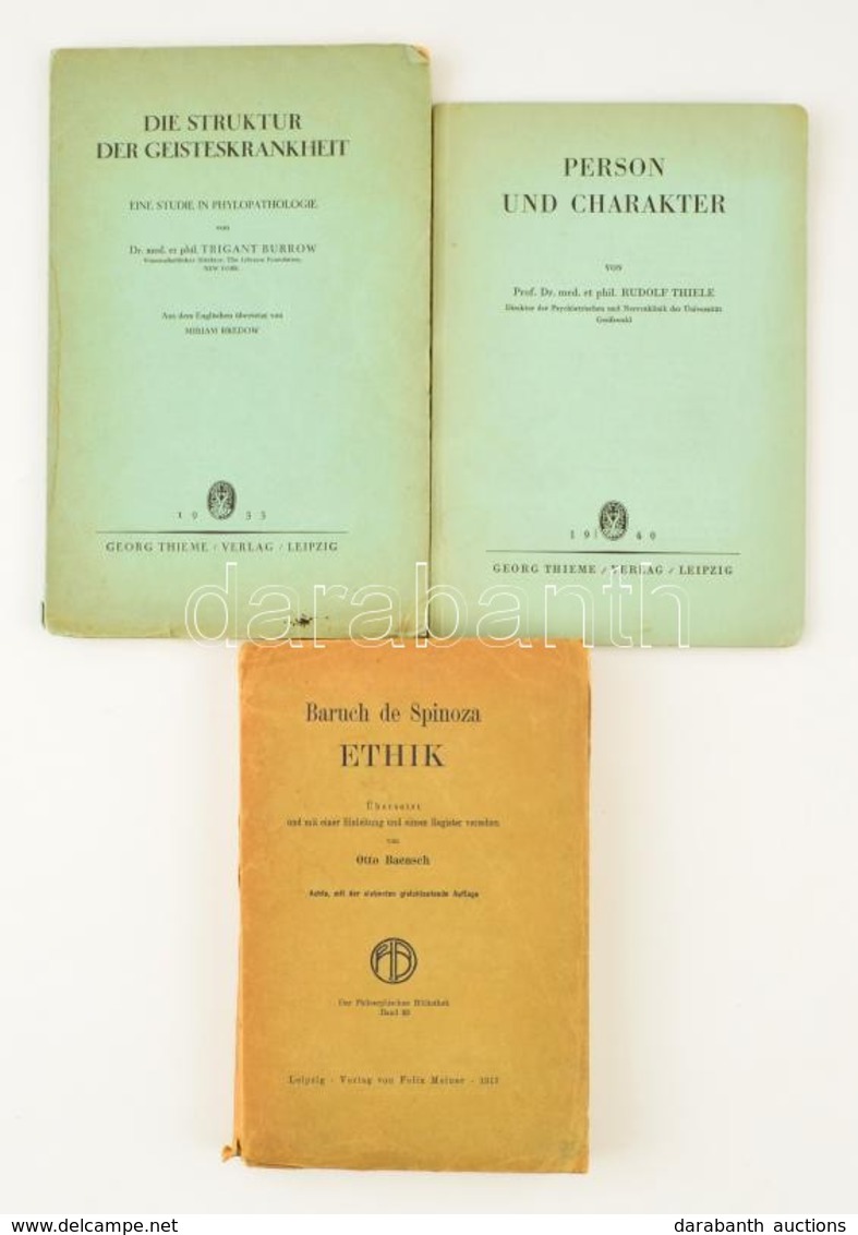 Vegyes Idegen Nyelvű Könyvtétel, 3 Db: 
Baruch De Spinoza: Ethik.  Leipzig, 1917, Felix Meiner. Német Nyelven. Kiadói Ki - Ohne Zuordnung