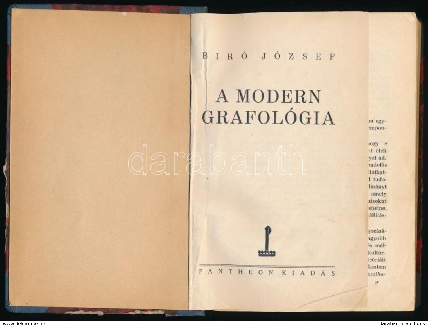 Biró József: A Modern Grafológia. Bp., én., Pantheon, 279 P. Átkötött Félvászon-kötésben, Ceruzás Aláhúzásokkal. - Sin Clasificación