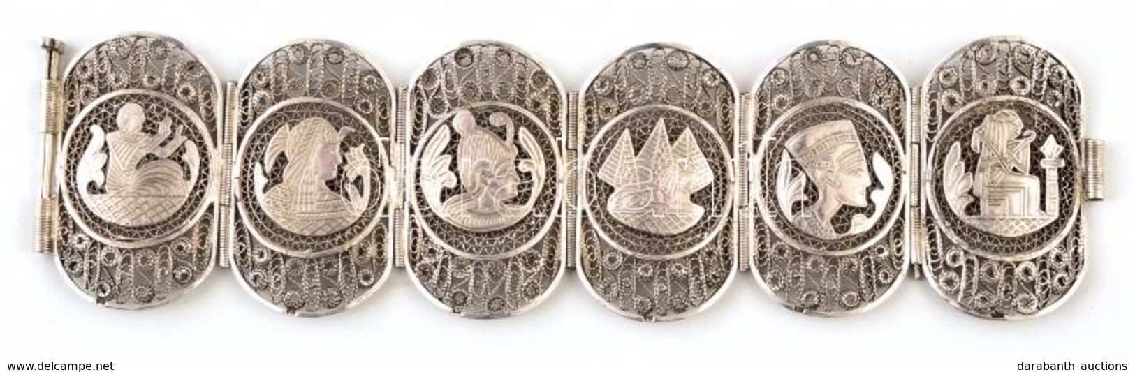 Egyiptom 1906-1916 Beni Suef Filigrán Ezüst Karkötő. Jelzett. 62 G / Egypt Silver Filigran Bracelet 62 G - Sonstige & Ohne Zuordnung