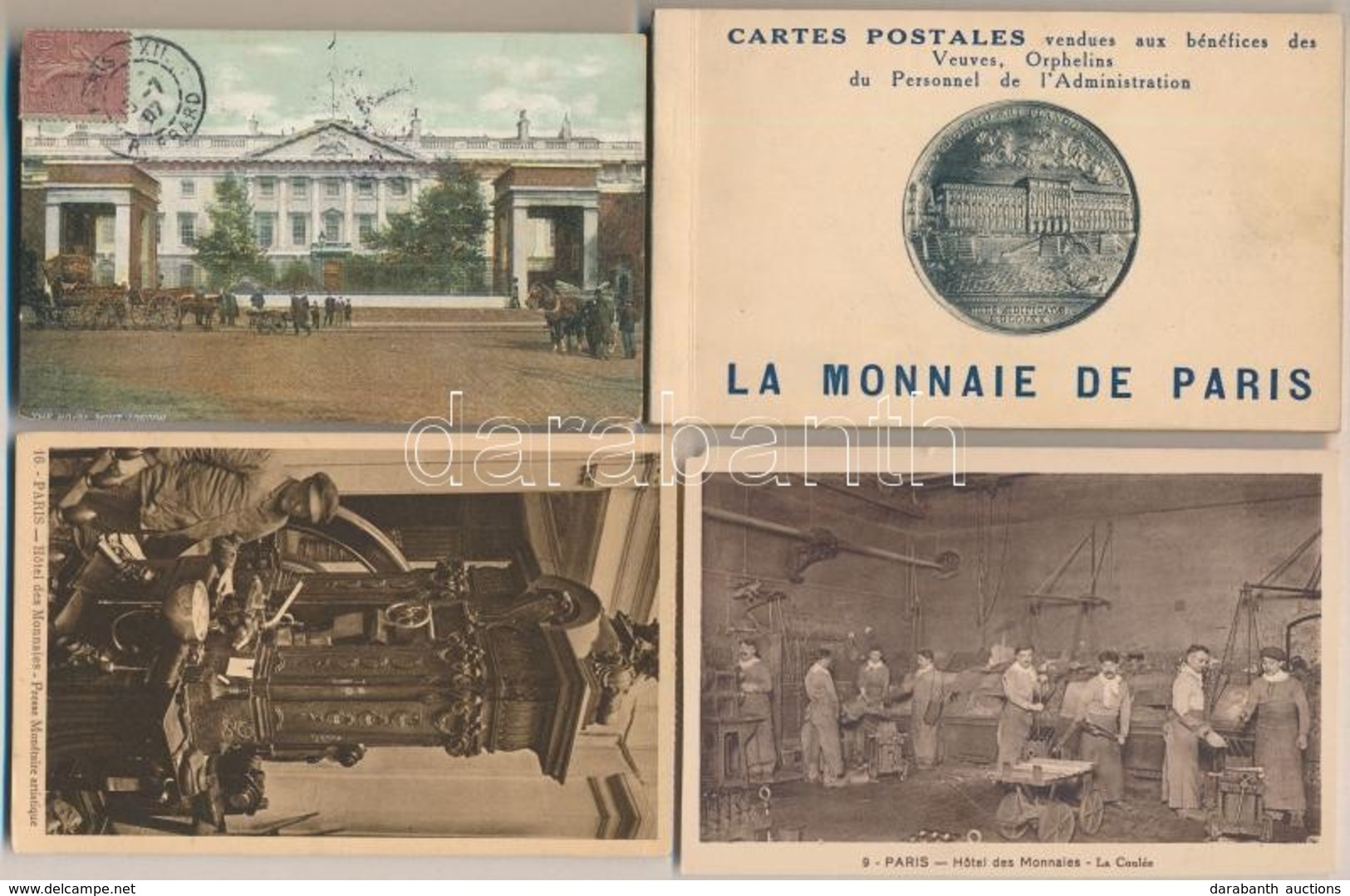 ** 47 Db RÉGI Francia Képeslap (2 Füzet): Pénzverdék, Főleg Párizs / 47 Pre-1945 French Postcards (2 Booklets), Mostly P - Ohne Zuordnung