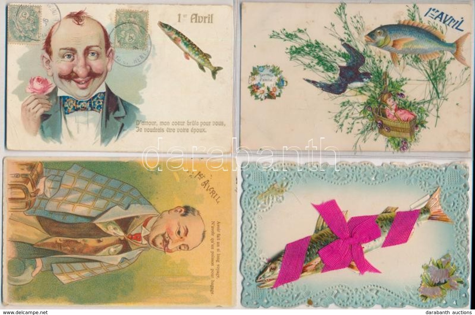 ** * 19 Db RÉGI Motívumlap: Halak, Díszített Képeslapok (Április 1.) / 19 Pre-1945 Motive Postcards: Fishes, Decorated ( - Sin Clasificación