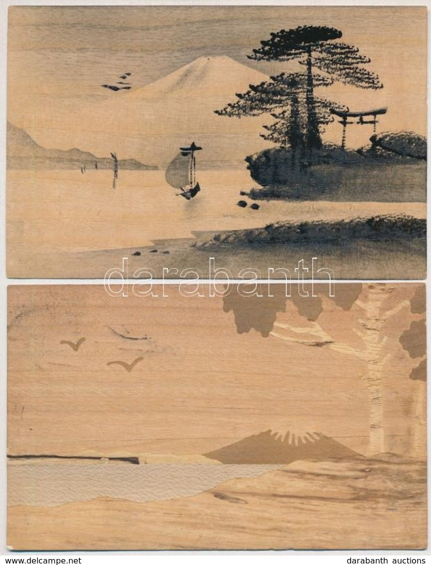 ** * 14 Db RÉGI Japán Művész Képeslap Fakéregből / 14 Pre-1945 Japanese Wooden Art Motive Postcards - Ohne Zuordnung