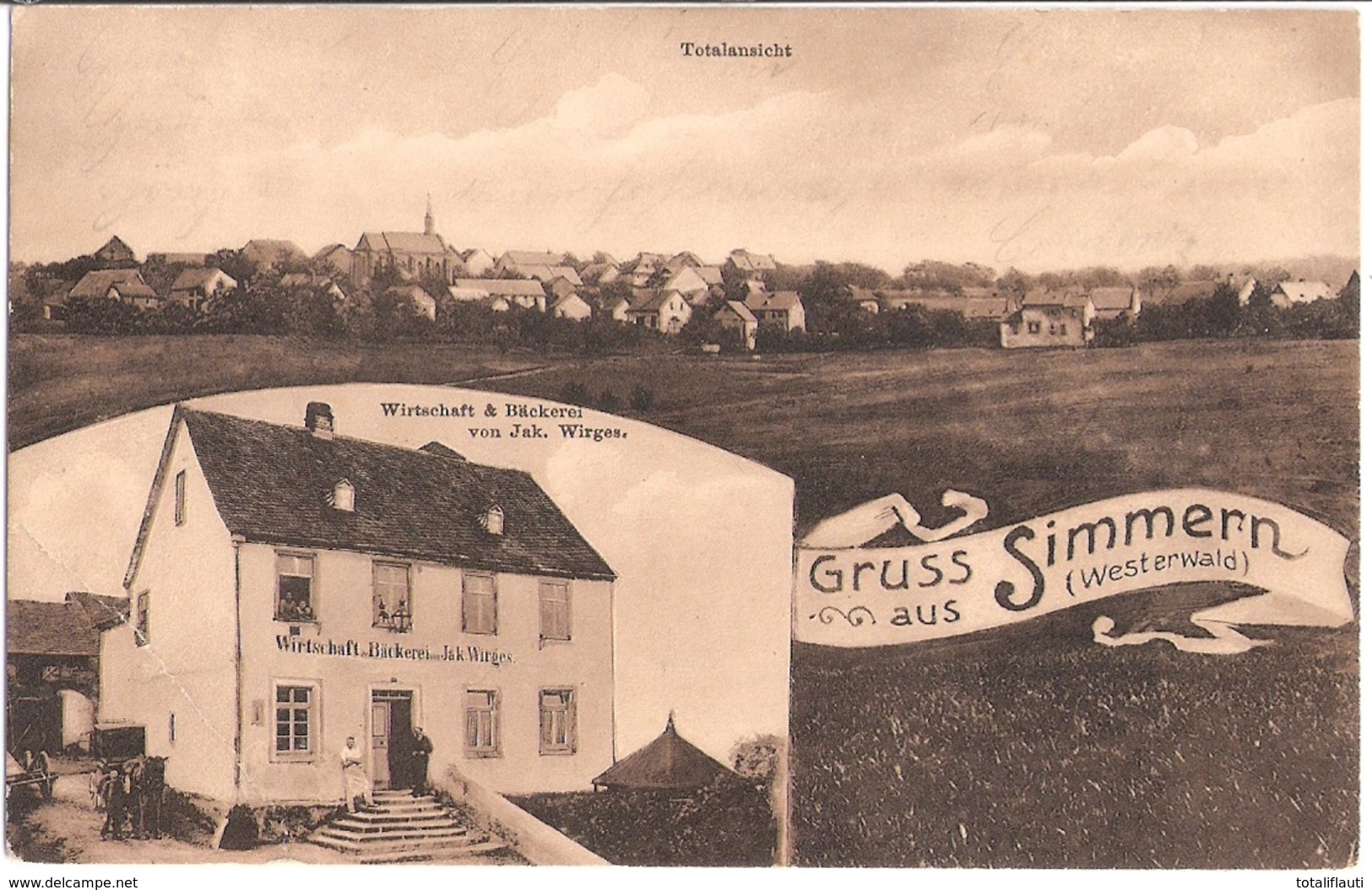 Gruss Aus SIMMERN B Koblenz Westerwald Wirtschaft & Bäckerei Jak. Wirges Gelaufen 9.4.1912 - Simmern