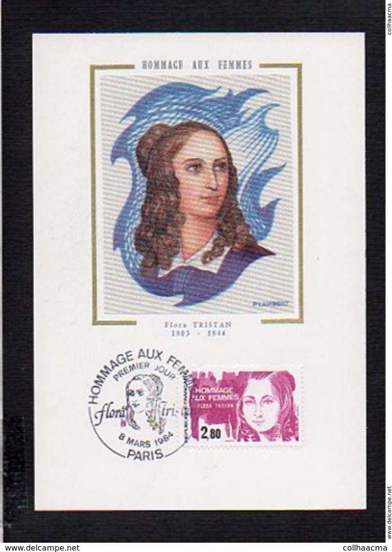 33 Flora Tristan,Femme De Lettre Née à Bordeaux / Carte Maximum / Cachet Premier Jour " Hommage Aux Femmes " 1984 - Bordeaux