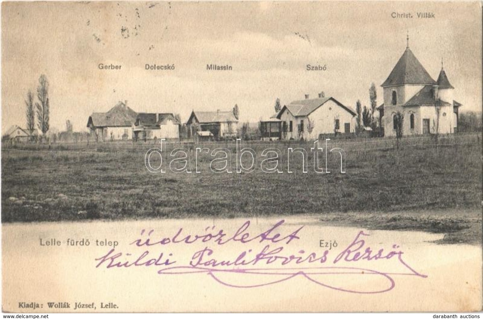 T2 1905 Balatonlelle, Lelle Fürdőtelep; Gerber, Dolecskó, Milassin, Szabó és Christ. Villák. Wollák József Kiadása, Balá - Sin Clasificación