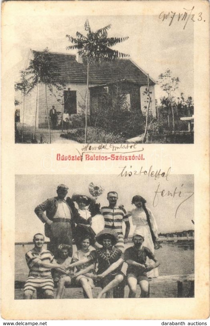 T2/T3 1907 Balatonszárszó, Nyaraló, Villa, Fürdőzők (fl) - Sin Clasificación