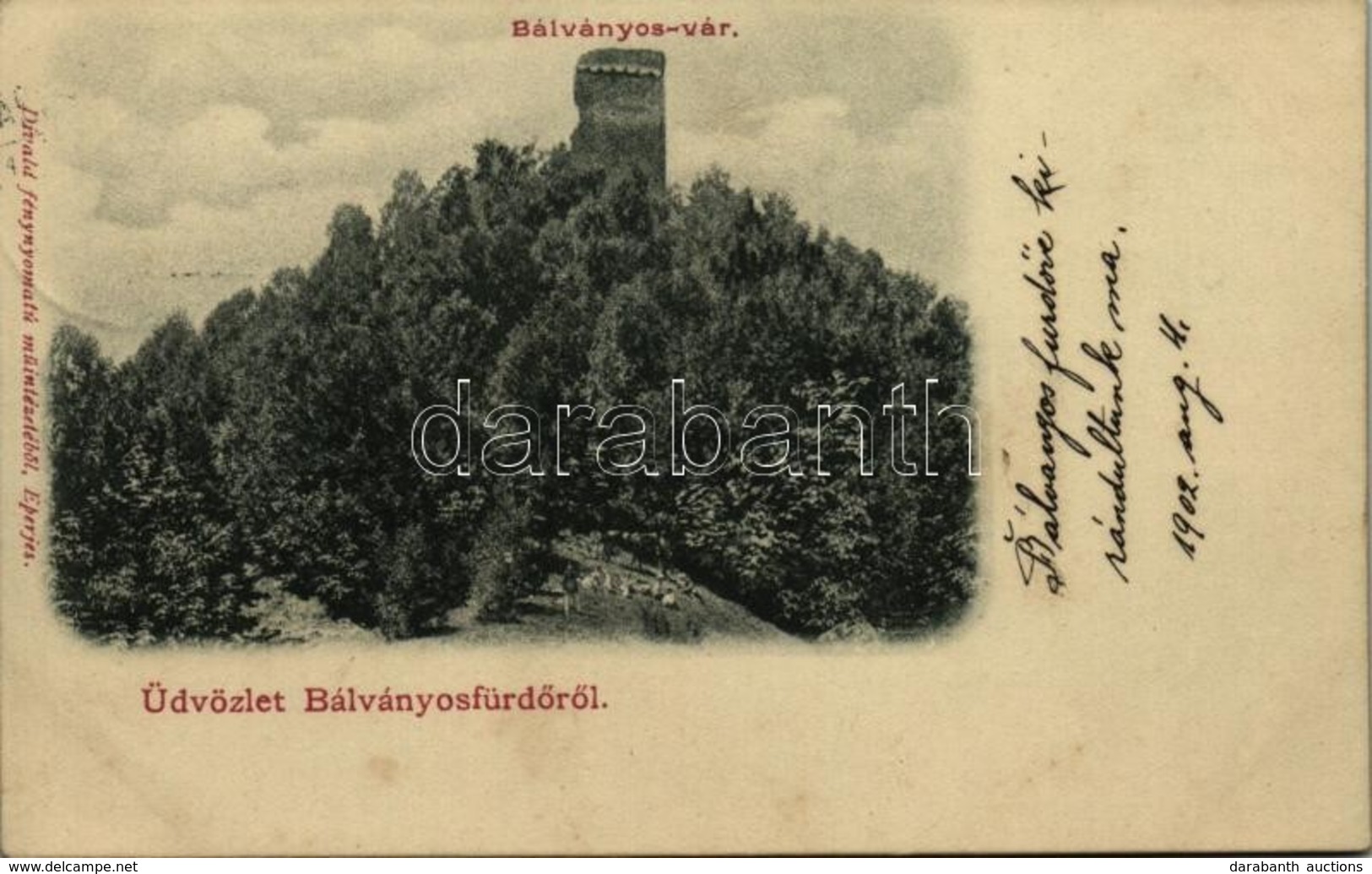 * T2 1902 Bálványosfürdő, Baile Balvanyos (Torja, Turia); Bálványos Vár. Divald / Castle - Ohne Zuordnung