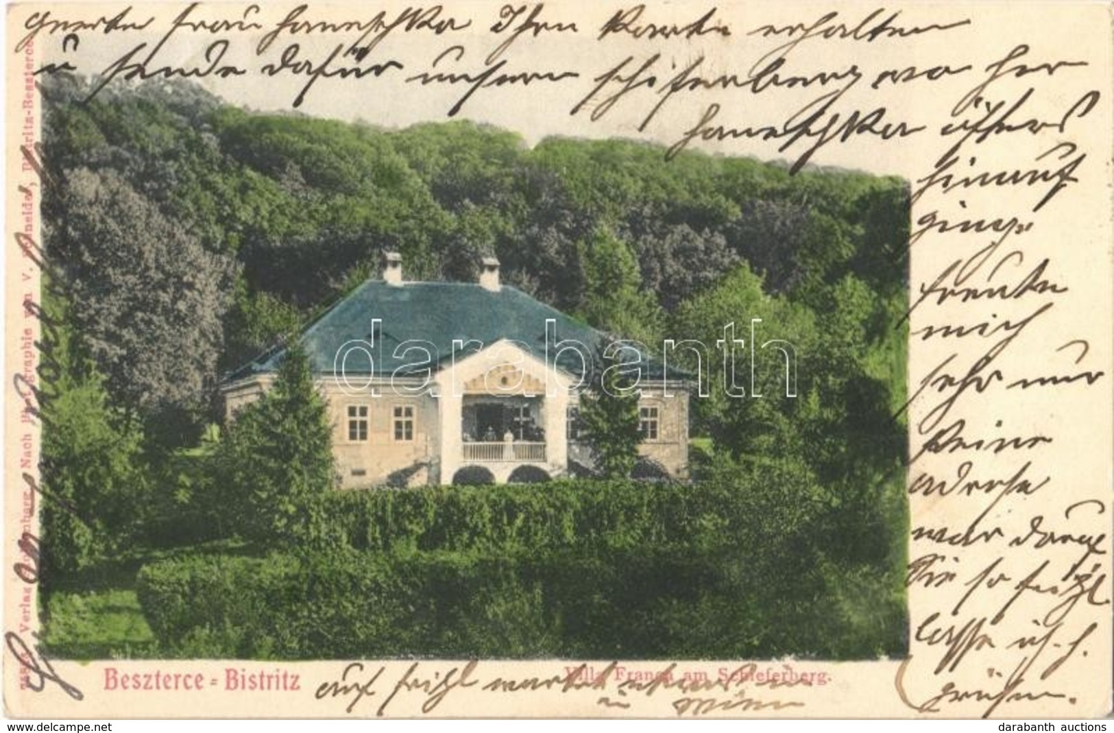 T2 1905 Beszterce, Bistritz, Bistrita; Villa Franca Am Schieferberg. Verlag Stolzenberg. Nach Photographie Von V. Schnei - Sin Clasificación