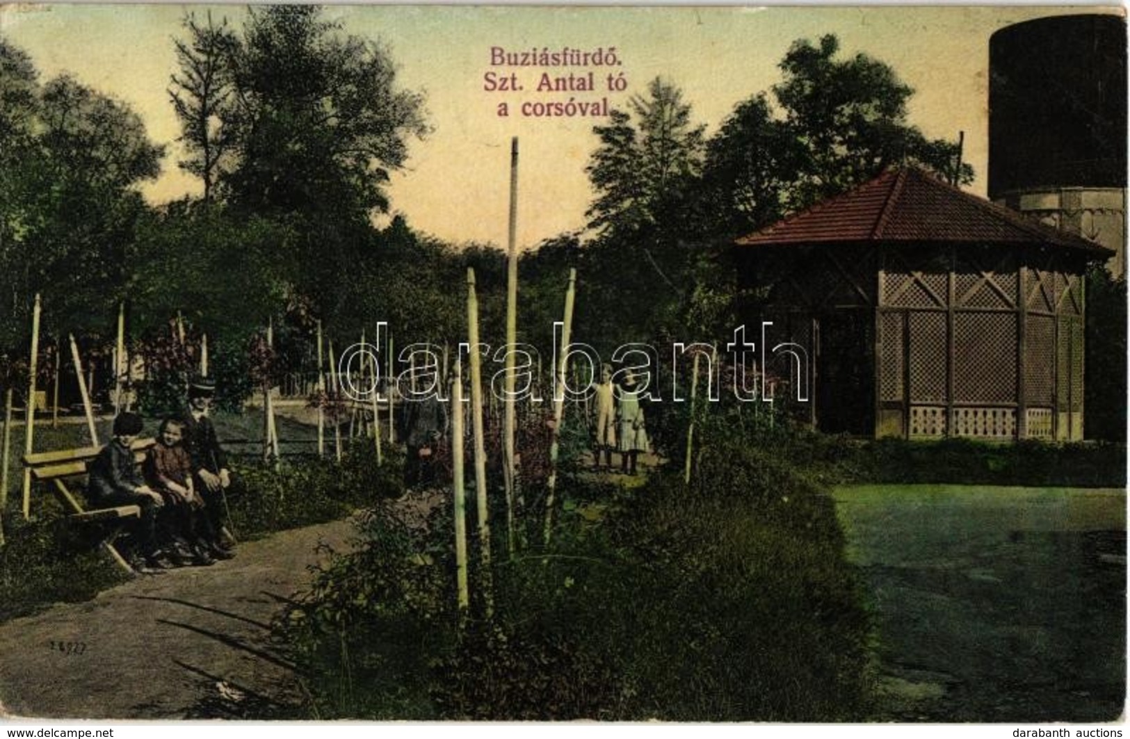 * T2 1914 Buziásfürdő, Buzias; Szent Antal Tó A Corsóval / Lake With Promenade - Ohne Zuordnung