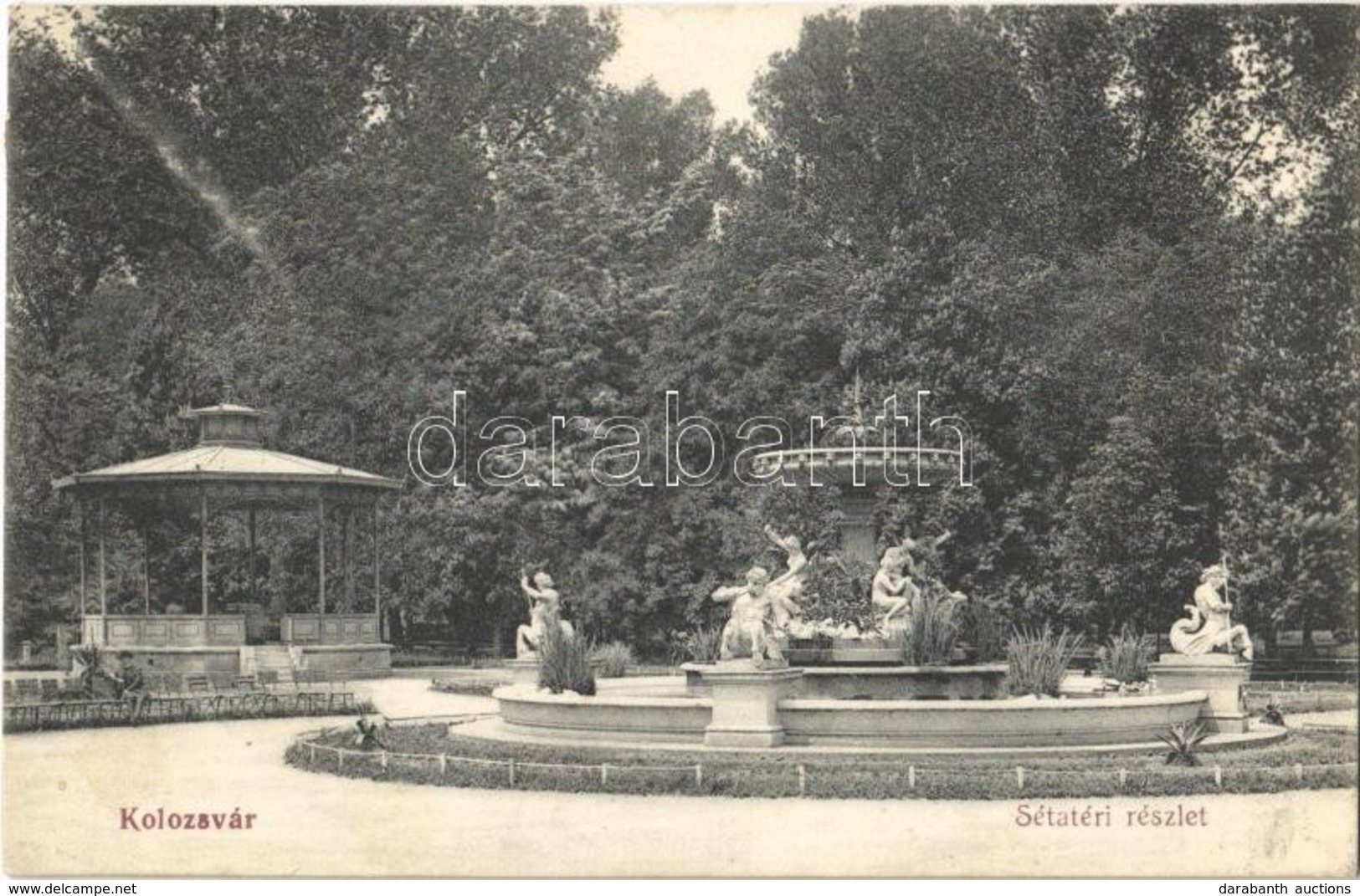 T2 1914 Kolozsvár, Cluj; Sétatér, Szökőkút, Pavilon / Promenade, Pavilion, Fountain - Ohne Zuordnung