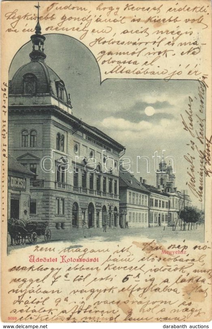 T2/T3 1900 Kolozsvár, Cluj; Megyeház, Papp László és Bajcsy Antal üzlete / County Hall, Shops - Ohne Zuordnung