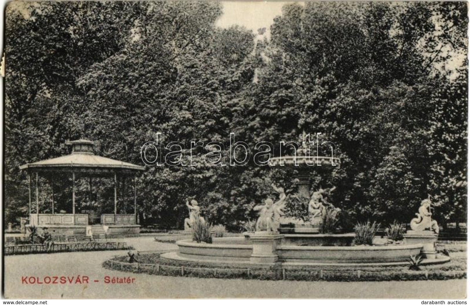 T2 1912 Kolozsvár, Cluj; Sétatér, Szökőkút, Pavilon. Újhelyi és Boros Kiadása / Promenade, Fountain, Pavilion - Sin Clasificación