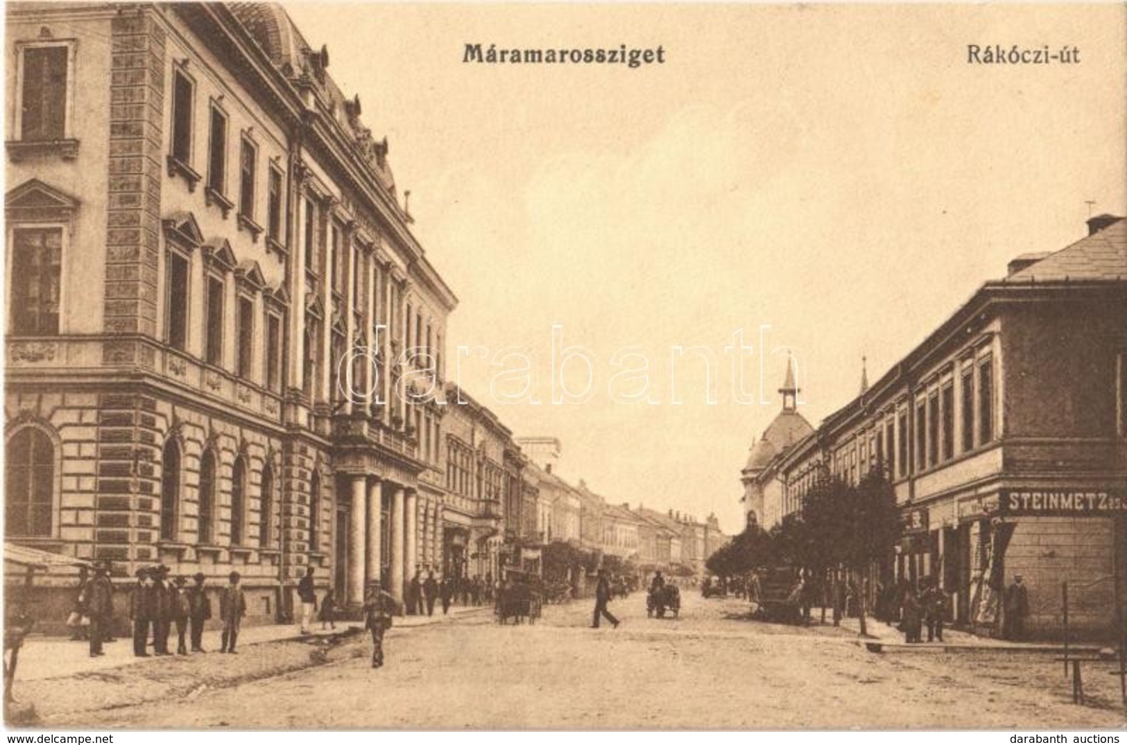 T2 1913 Máramarossziget, Sighetu Marmatiei; Rákóczi út, Steinmetz és J. üzlete / Street, Shops - Sin Clasificación