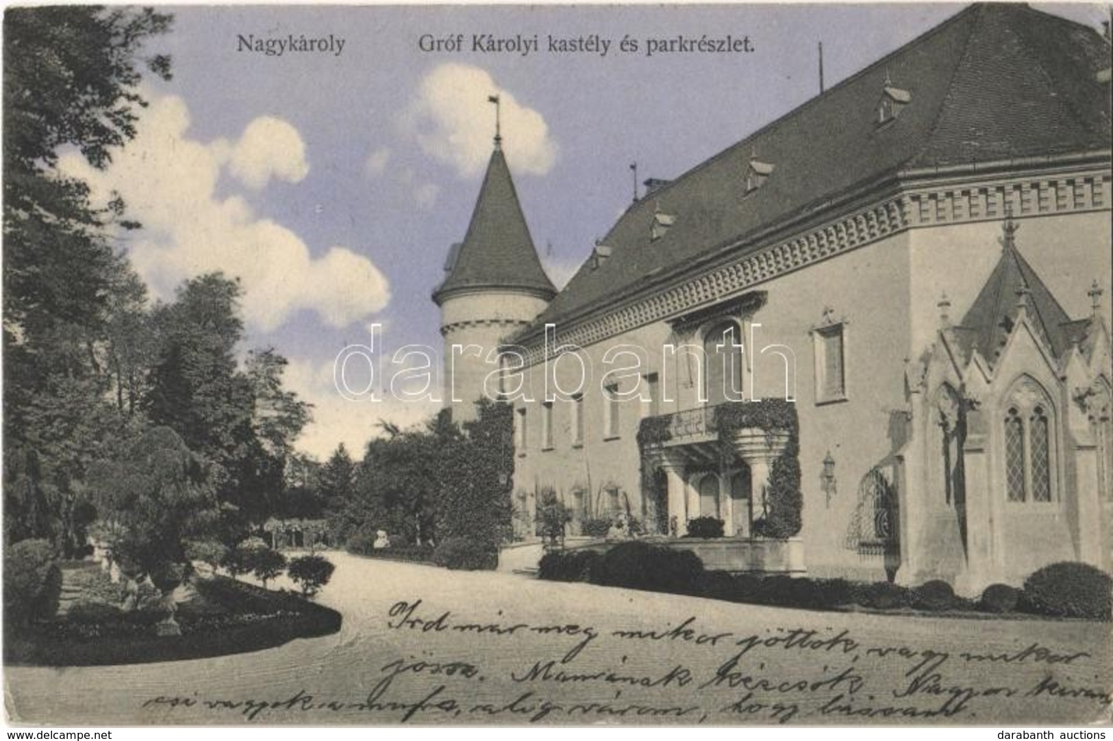 T2/T3 1913 Nagykároly, Carei; Gróf Károlyi Kastély és Park / Castle, Park (EK) - Ohne Zuordnung