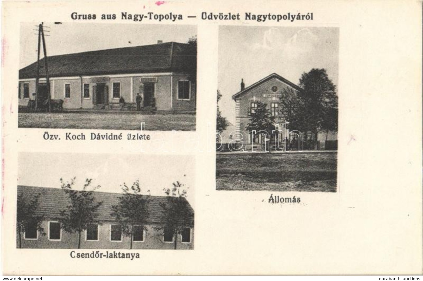 T2 1916 Nagytopoly, Topolovec, Grosstoplowetz, Topolovatu Mare; Vasútállomás, Csendőrlaktanya, Özv. Koch Dávidné üzlete  - Sin Clasificación