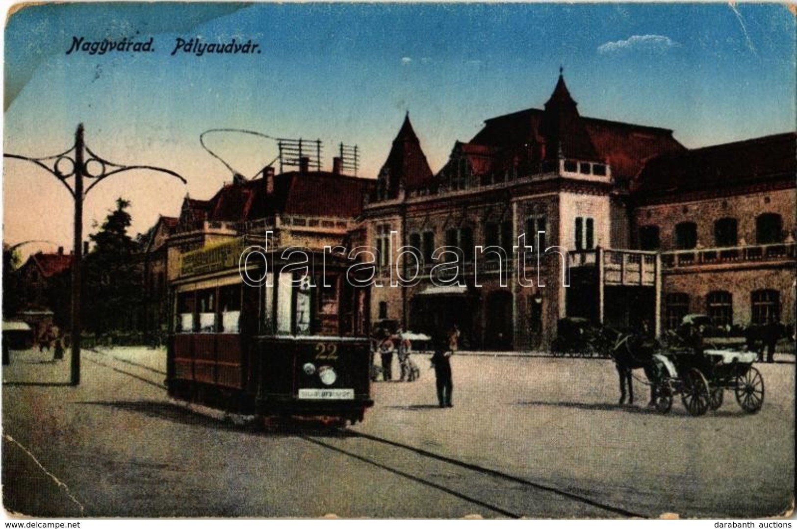 T2/T3 Nagyvárad, Oradea; Vasútállomás, 22-es Villamos / Bahnhof / Railway Station, Tram  (EK) - Ohne Zuordnung