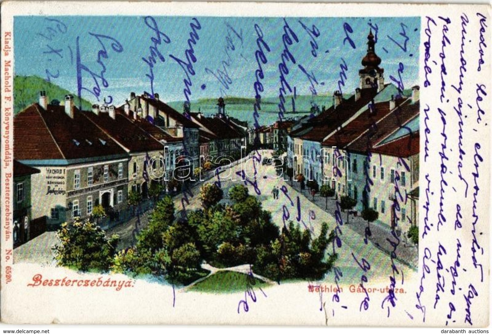 T3 1914 Besztercebánya, Banská Bystrica; Bethlen Gábor Utca,  Machold F. Könyvnyomdája és Saját Kiadása (szakadás / Tear - Sin Clasificación