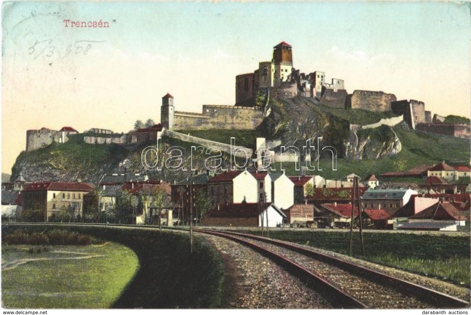 T2/T3 1908 Trencsén, Trencín; Vár, Vasútvonal. Gansel Lipót Kiadása / Trenciansky Hrad / Castle, Railway Line (EK) - Sin Clasificación