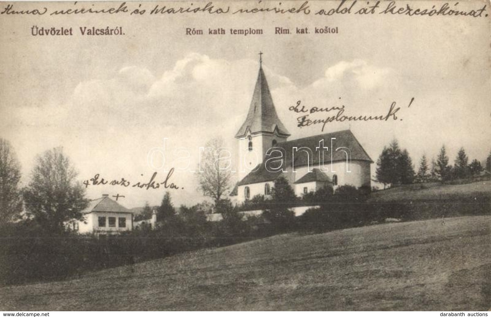 T2/T3 1916 Valcsa, Valca; Római Katolikus Templom és Iskola / Roman Catholic Church And School (EK) - Sin Clasificación