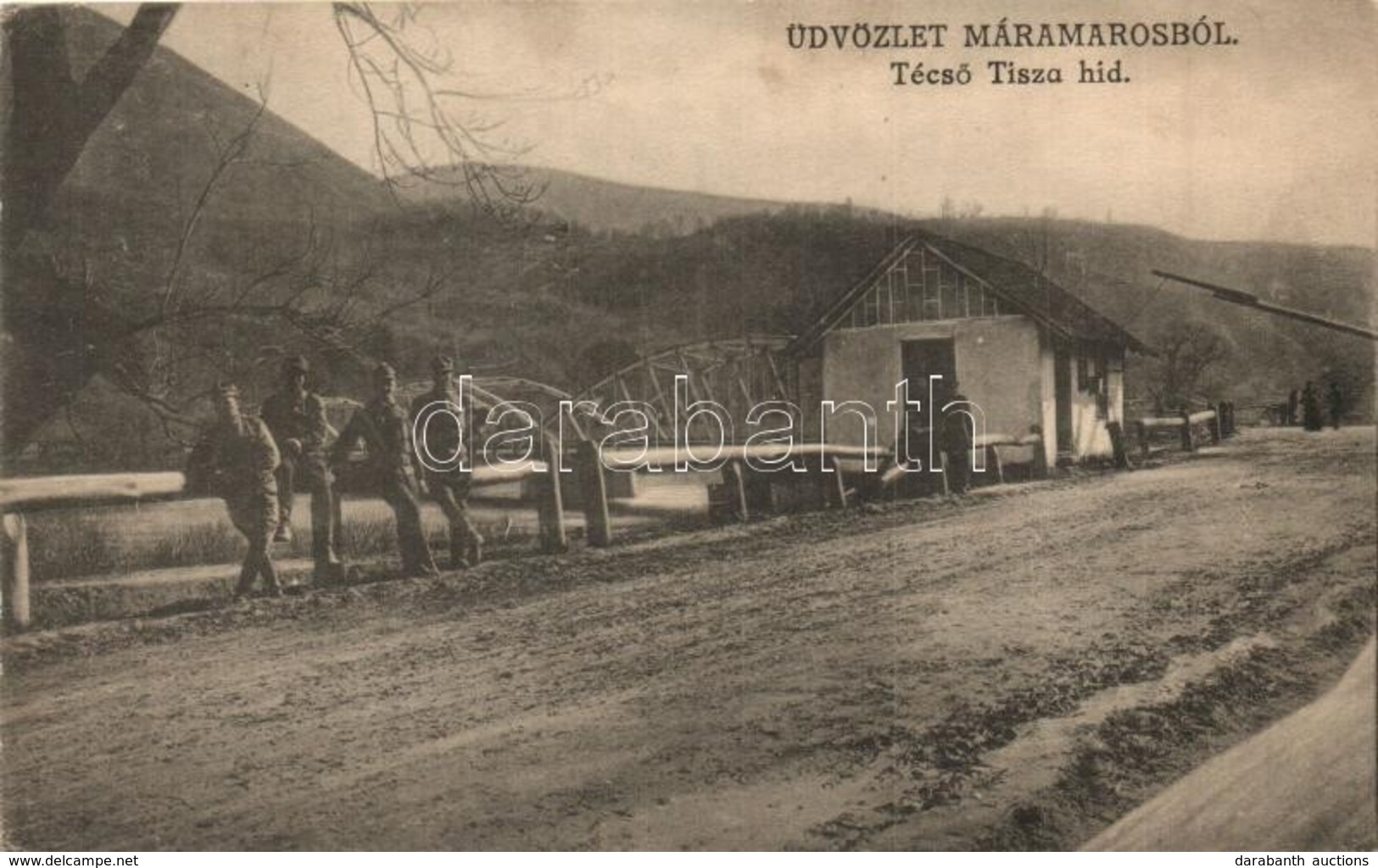 T2/T3 Técső, Tacovo; Tisza Híd Katonákkal / Bridge With Soldiers  (EK) - Ohne Zuordnung