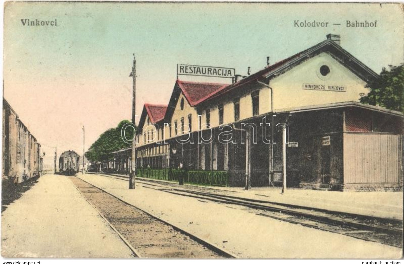 ** T2/T3 1915 Vinkovce, Vinkovci; Kolodvor / Vasútállomás, Vonat / Bahnhof / Railway Station, Train - Otros & Sin Clasificación