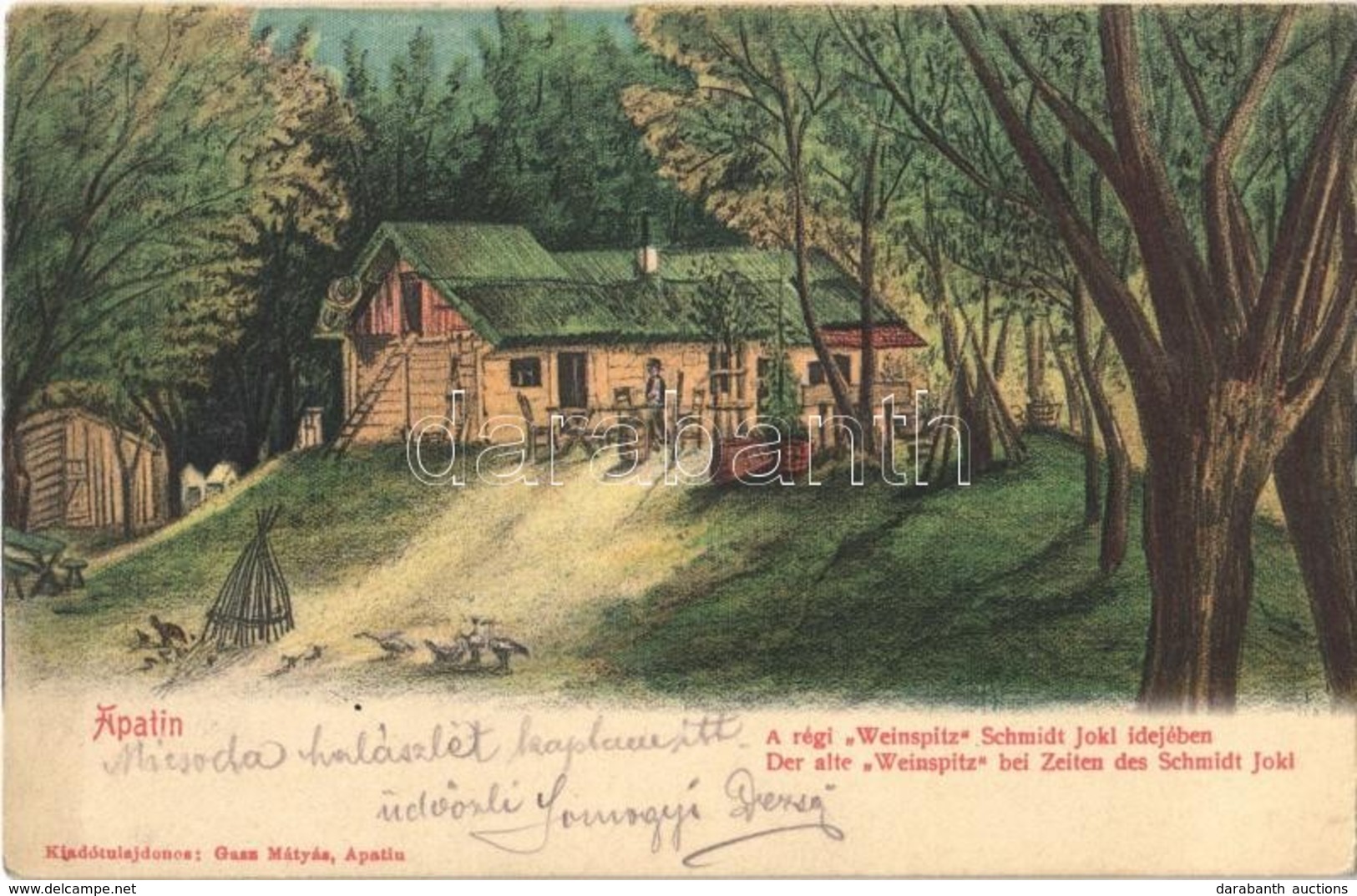 T2 1906 Apatin, A Régi 'Weinspitz' Schmidt Jokl Idejében. Gasz Mátyás Kiadása / Old Restaurant - Ohne Zuordnung