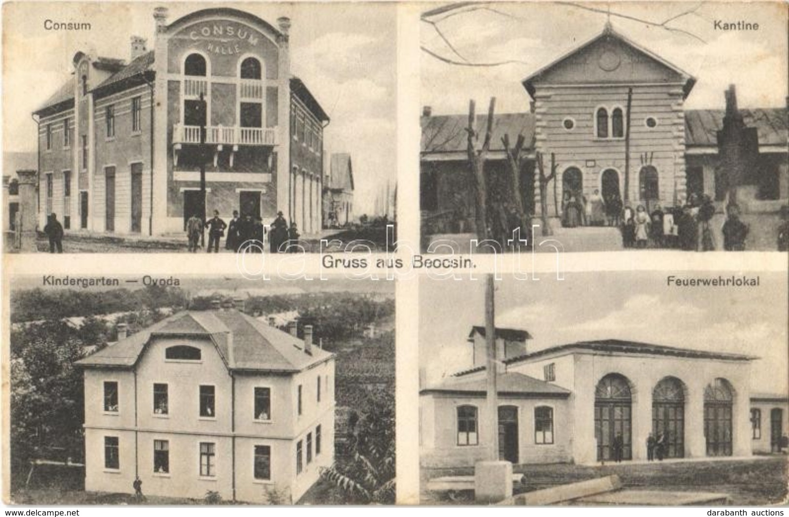 T2 1914 Belcsény, Beocsin, Beocin; Consum Halle, Kantine, Kindergarten, Feuerwehrlokal / áruház, Kantin, étterem, óvoda, - Sin Clasificación