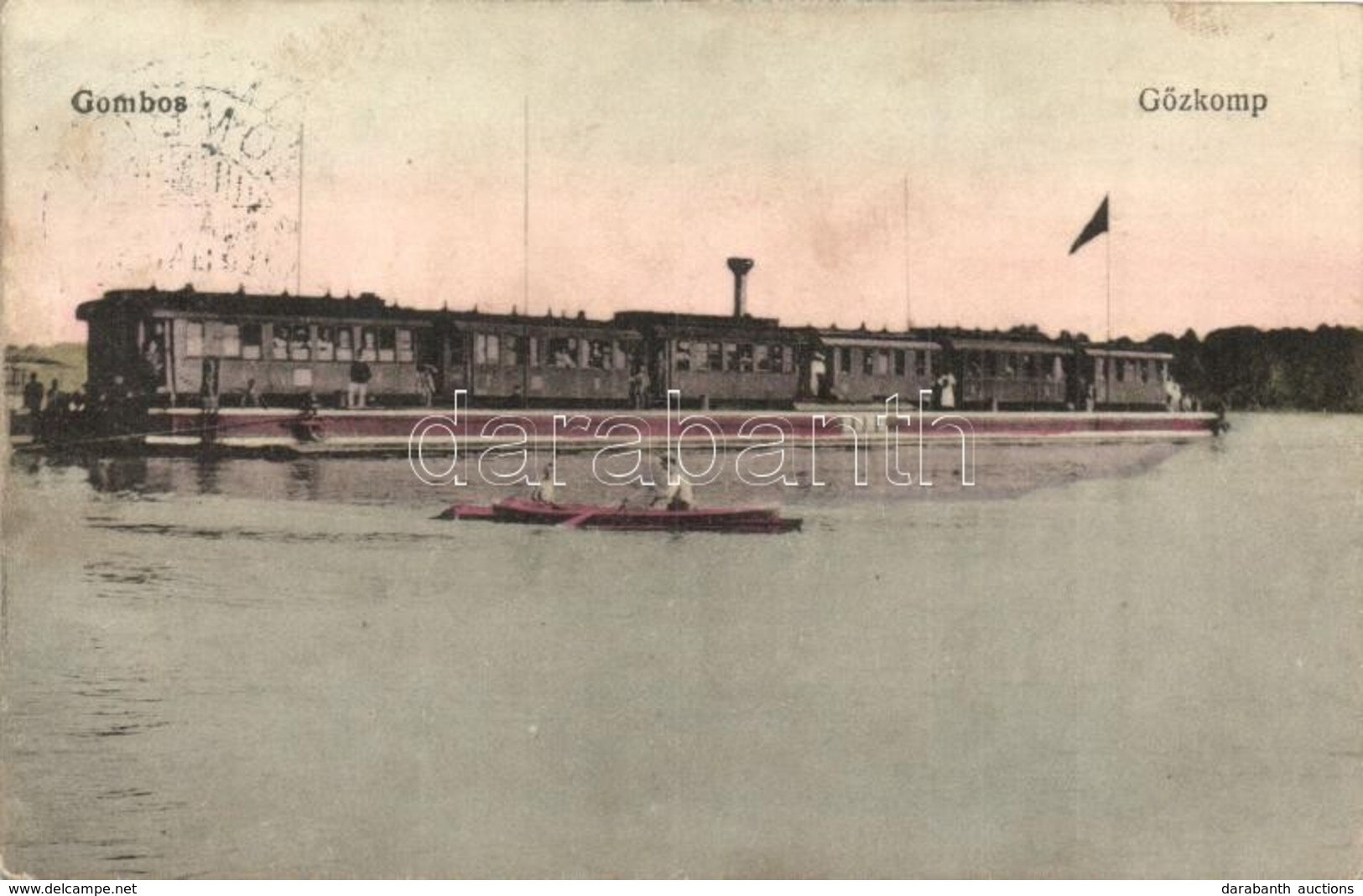 T2 Gombos, Bogojeva; Gőzkomp Gombos és Erdőd Között A Szabad Dunán. Tippl Józsefné Kiadása / Steam Ferry With Locomotive - Ohne Zuordnung