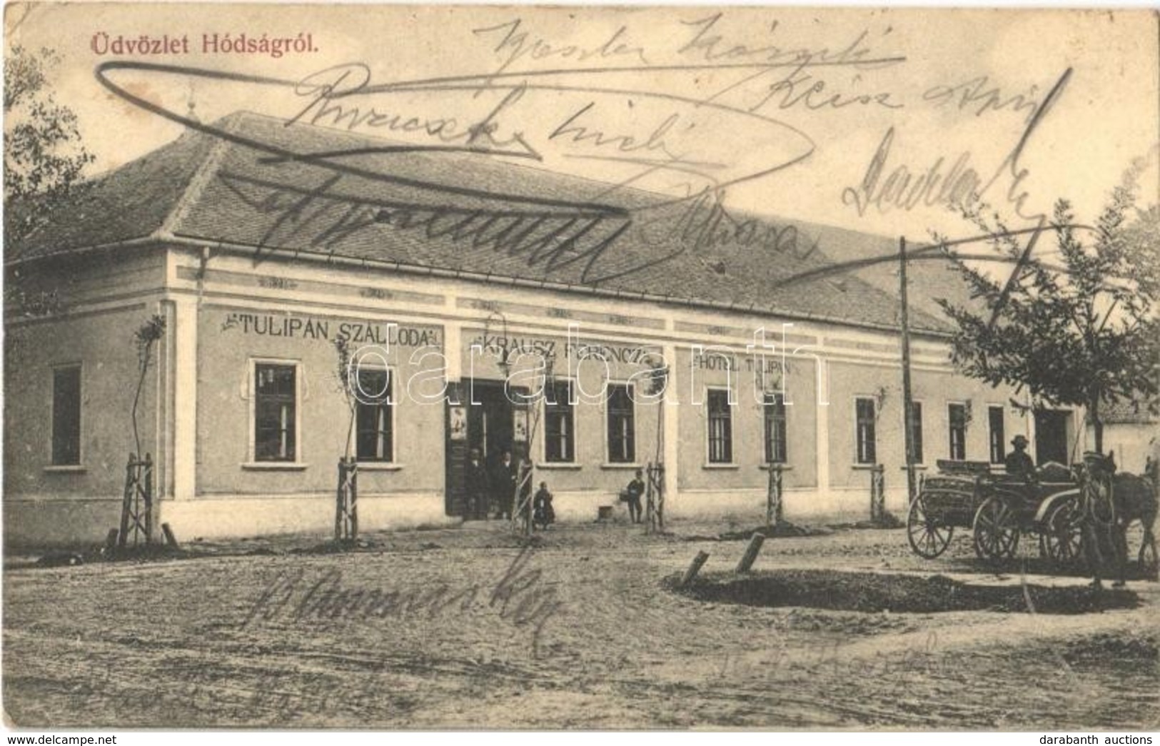 T2/T3 1906 Hódság, Odzaci; Krausz Ferenc Féle Tulipán Szálloda. Krasz F. Saját Kiadása. Wissinger R. Felvétele / Hotel ( - Sin Clasificación