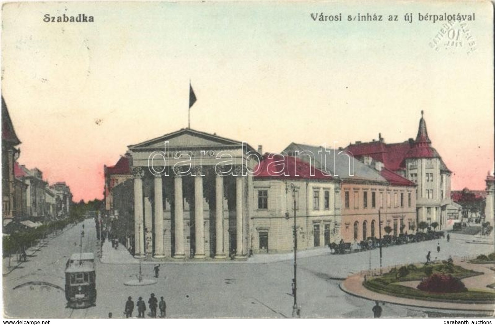 T2 1914 Szabadka, Subotica; Városi Színház, új Bérpalota, Villamos / Theatre, Tram - Sin Clasificación